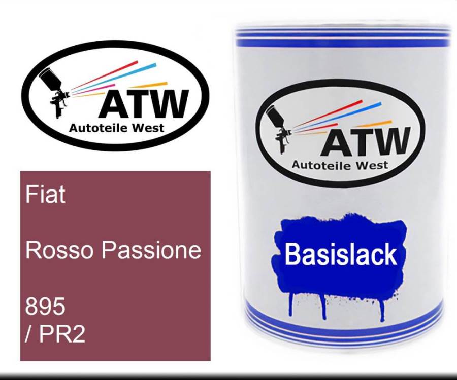 Fiat, Rosso Passione, 895 / PR2: 500ml Lackdose, von ATW Autoteile West.